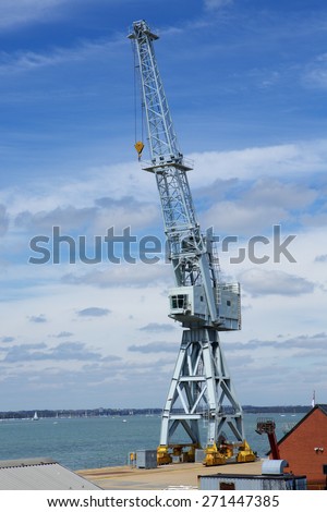 Old style heavy load crane in Portsmouth historic naval dockyard.