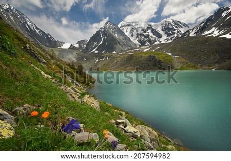 Mountain lake, Russia West Siberia, Altai mountains, Katun ridge.