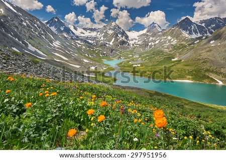 Mountain lake, Russia, Siberia, Altai mountains, Katun ridge.
