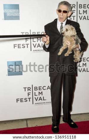 NEW YORK - APRIL 27: Actor Richard Belzer and his dog Bebe attend the closing night screening of \'The King of Comedy\'  during the 2013 Tribeca Film Festival on April 27, 2013 in New York