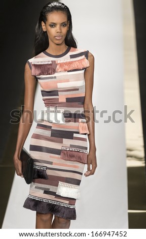 NEW YORK - SEPTEMBER 7: Grace Mahary walks the runway at the Herve Leger By Max Azria Ready to Wear fashion show during Mercedes-Benz Fashion Week Spring Summer 2014 on SEPTEMBER 7, 2013 in New York