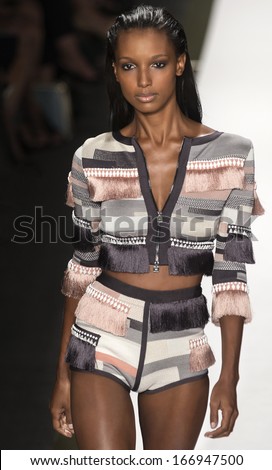 New York - September 7: Jasmin Tookes Walks The Runway At The Herve Leger By Max Azria Ready To Wear Fashion Show During Mercedes-Benz Fashion Week Spring Summer 2014 On September 7, 2013 In New York