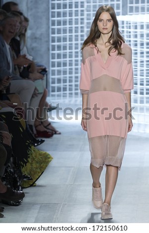 NEW YORK - SEPTEMBER 07 2013: Tilda Lindstam is walking the runaway at Lacoste Collection Spring Summer 2014 fashion show during Mercedes-Benz Fashion Week