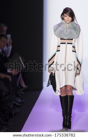 New York - February 06 2014: A Model Walks The Runway During The Bcbg Max Azria Fall 2014 Fashion Show At New York Mercedes - Benz Fashion Week