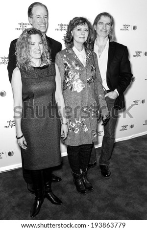NEW YORK, NY - APRIL 19: (L-R) Jesselyn Radack, Thomas A Drake, Susan Sarandon and James Spione attend Tribeca Talks: After the Movie: \'Silenced\' during the 2014 Tribeca Film Festival at SVA Theater