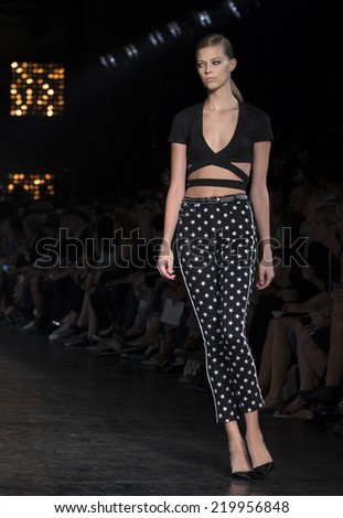 NEW YORK, NY - SEPTEMBER 09: Lexi Boling walks the runway at the Diesel Black Gold Spring 2015 Collection at Skylight at Moynihan Station
