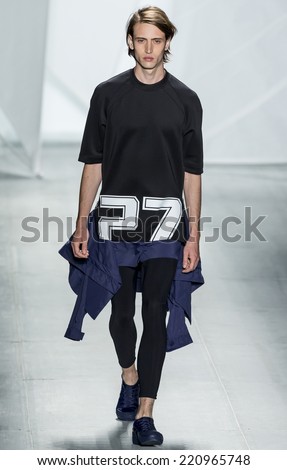 NEW YORK, NY - SEPTEMBER 6, 2014: Sam Lammar walks the runway at Lacoste Spring 2015 Collection at The Theater at Lincoln Center