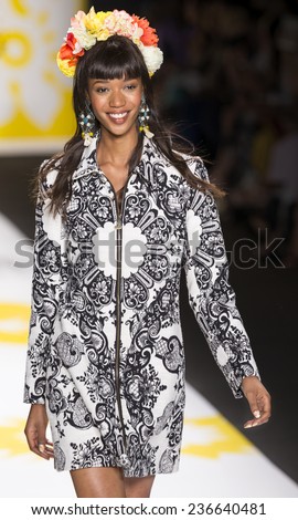 NEW YORK - SEPTEMBER 04 2014: Danielle Evans walks the runway at Desigual Spring 2015 Ready-to-Wear Show during Mercedes-Benz Fashion Week at Lincoln Center