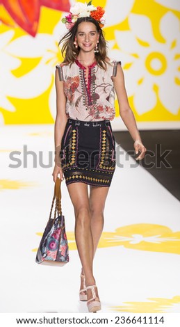 NEW YORK - SEPTEMBER 04 2014: Philippa walks the runway at Desigual Spring 2015 Ready-to-Wear Show during Mercedes-Benz Fashion Week at Lincoln Center