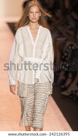 NEW YORK - SEPTEMBER 04 2014: Elisabeth Erm is walking the runway at BCBGMAXAZRIA Spring 2015 Ready-to-Wear Show during Mercedes-Benz Fashion Week at Lincoln Center