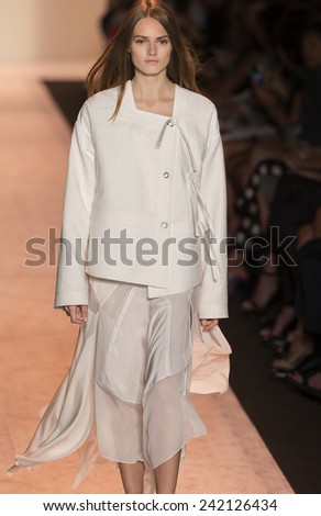 NEW YORK - SEPTEMBER 04 2014: Agne Konciute is walking the runway at BCBGMAXAZRIA Spring 2015 Ready-to-Wear Show during Mercedes-Benz Fashion Week at Lincoln Center