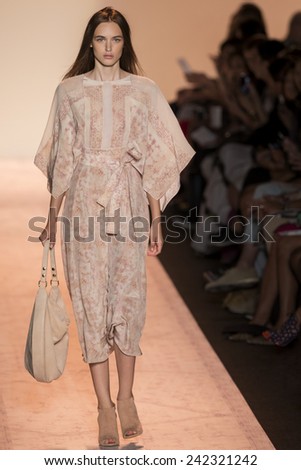 NEW YORK - SEPTEMBER 04 2014: Stasha Yatchuk is walking the runway at BCBGMAXAZRIA Spring 2015 Ready-to-Wear Show during Mercedes-Benz Fashion Week at Lincoln Center
