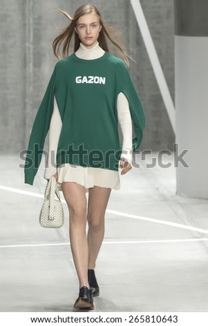 NEW YORK, NY - FEBRURY 14, 2015: Hedvig Palm walks the runway at Lacoste Fall 2015 Collection at The Salon at Lincoln Center