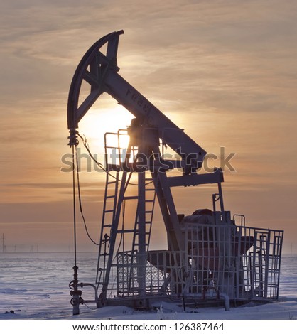 winter landscape based on the extraction of oil in Russia