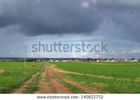 summer landscape storm clouds and rain over the field