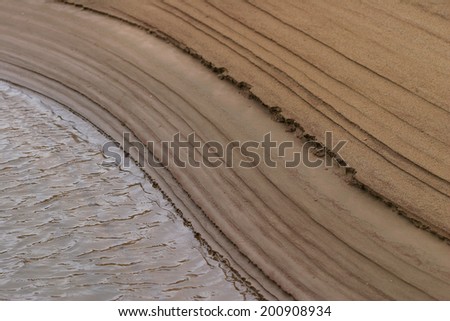macro isolated texture of river sand at low tide the water\'s edge