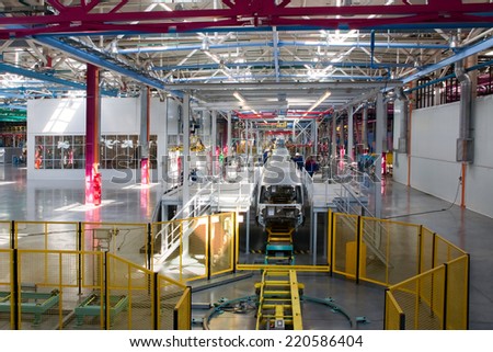 Yelabuga, Russia - May 12, 2014: assembly line vehicles Ford Sollers plant in the special economic zone \