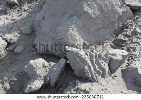 close-up texture isolated gray stone and mud in natural lighting