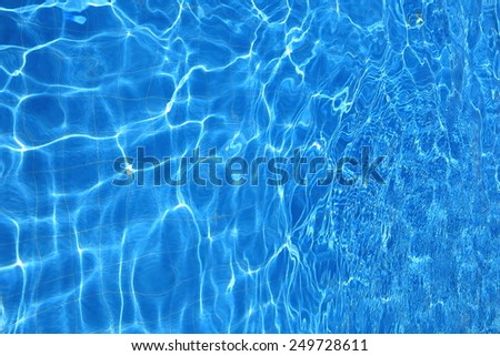 isolation Azure water outdoor swimming pool with reflections of sunlight