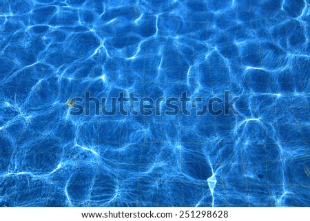 isolation turquoise water outdoor swimming pool with reflections of sunlight