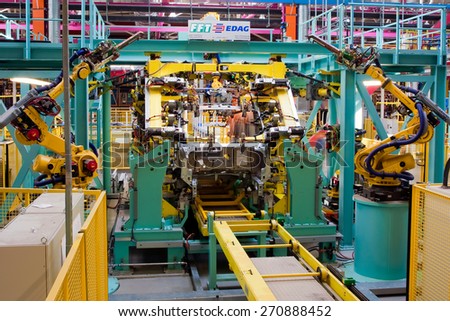 Yelabuga, Russia - May 12, 2014: assembly line vehicles Ford Sollers plant in the special economic zone 