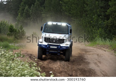 Naberezhnye Chelny, Russia - July 8, 2015: Kamaz-Master, tests new trucks at the site on the outskirts of the city in summer