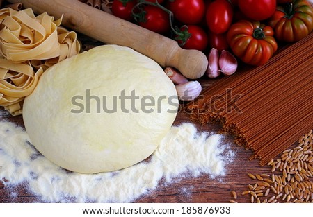 whole wheat pasta and dough