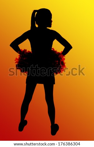 silhouette of high school cheerleader with pompoms