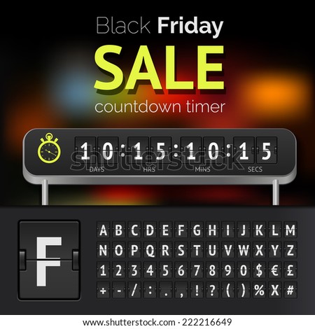 Black Friday sale countdown timer with alphabet Black Friday sale countdown timer with alphabet