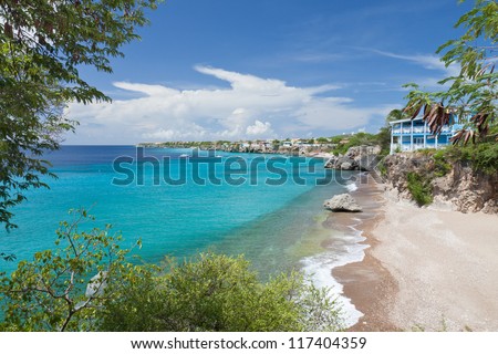 Caribbean bay with turquoise water. This image of a beautiful Caribbean bay with clear turquoise water was taken at West Punt in Curacao, Netherlands Antilles.