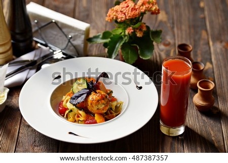 pasta with turkey meatballs and vegetables