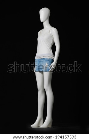 full-length mannequin female dressed in shirt and short
