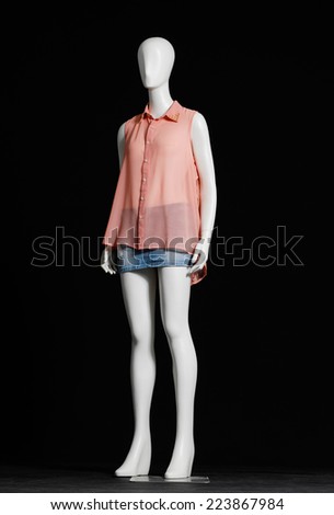 female mannequin female dress in shirt and short