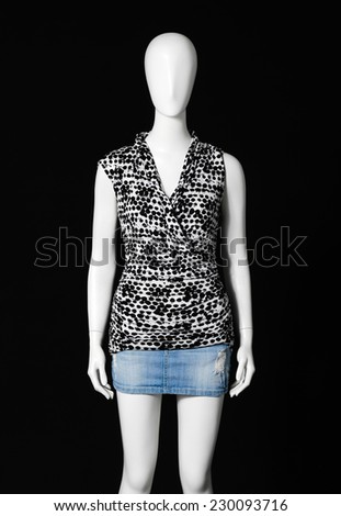 female mannequin female dress in shirt and short