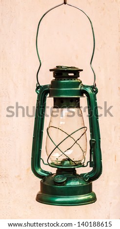 A Green Lantern in an Indian Village. This is the only light source in many villages in India even today.