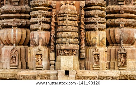 Architecture on ancient Indian temples. This is known as Kalinga architecture.
