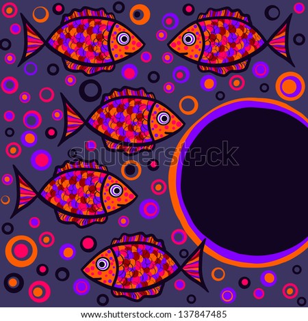 colorful card with cute fishes, rasterized vector. Vector file is also in my portfolio.