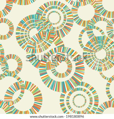 abstract seamless pattern with striped round shapes, rasterized