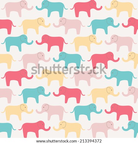 cute seamless elephants, rasterized