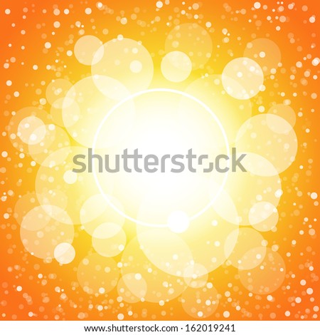 White shining circles and stars orange abstract background