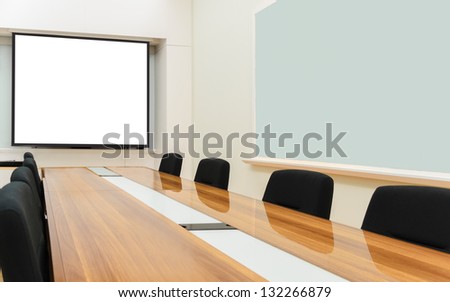 Business Data Information Projector Board In Conference Room, Meeting Room, Boardroom, Classroom, Office.