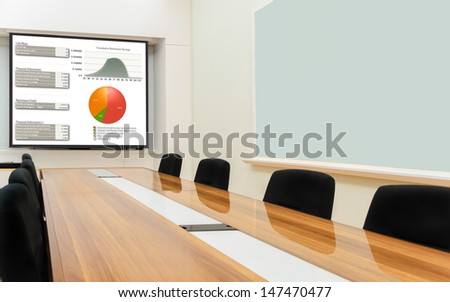 Business Data Information Projector Board In Conference Room, Meeting Room, Boardroom, Classroom, Office.
