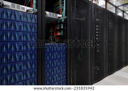 Super Computer, Server Room, Datacenter, Data Security Center.