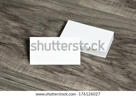 Blank Corporate Identity Template Package Business Cards On Wood Floor.