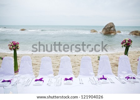 table set up at the beach wedding