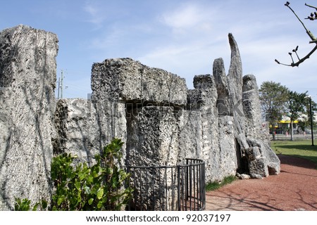 HOMESTEAD, FL - CIRCA APRIL 2010: The revolving door to the mysterious Coral Castle circa April, 2010 in Homestead, FL.  The builder took his secrets with him to the grave.