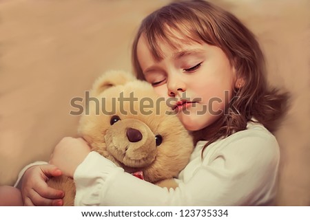 portrait girl with bear