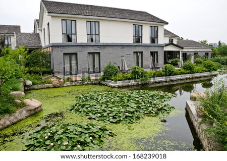 The pond side of the house, in China