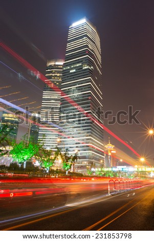 Shanghai - October 5: shanghai lujiazui finance and trade zone city scenery at night on October 5, 2014 in Shanghai, China.Shanghai is an international metropolis.