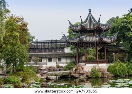 Chinese traditional garden in hangzhou xixi wetland park